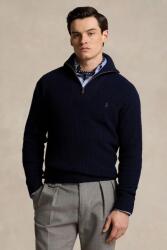 Ralph Lauren gyapjú pulóver meleg, sötétkék, félgarbó nyakú, 710941101 - sötétkék XXL
