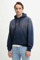 The Kooples pamut melegítőfelső sötétkék, nyomott mintás, kapucnis, HSWE30019K - sötétkék L