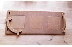 Téglalap alakú MDF tálca 3 db négyszögletes poháralátéttel. Mérete: 46X18 cm