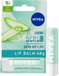 Nivea 2in1 Aloe Vera Ajkak Radírozó 4.8g - Ápoló Ajakbalzsam Aloe Verával és E-vitaminnal, Finoman Radíroz a Szuper Puha Ajkakért