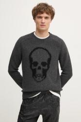 Zadig&Voltaire gyapjú pulóver férfi, szürke, KMSW01718 - szürke XL