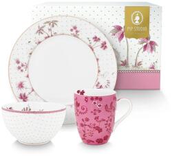 Pip Studio reggeliző készlet Jolie Pink 3 db fehér - fehér Univerzális méret