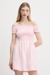 Tommy Hilfiger pamut ruha rózsaszín, mini, harang alakú, DW0DW20343 - rózsaszín L