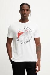 PUMA pamut póló GRAPHICS Execution fehér, nyomott mintás, 684833 - fehér L