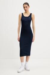 Tommy Hilfiger pamut ruha sötétkék, midi, testhezálló, DW0DW19477 - sötétkék S