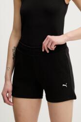 PUMA pamut rövidnadrág fekete, sima, magas derekú, 685020 - fekete L