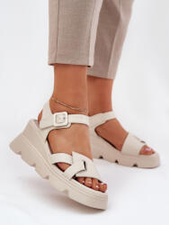 Step in style Sandale cu talpă tip pană Step in style, Model 212903, Bej