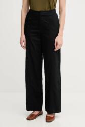 Calvin Klein Jeans nadrág vászonkeverékből fekete, magas derekú egyenes, J20J225340 - fekete M