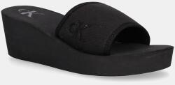 Calvin Klein Jeans papucs BEACH WEDGE SLIDE CANVAS fekete, éksarkú, YW0YW01725 - fekete Női 37