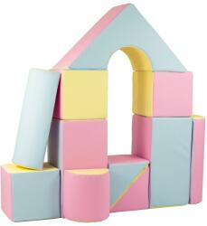 Vell Cubi din spumă - set de construcție uriaș de 11 piese roz-albastru-galben (pastel)
