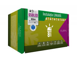 Flippy Instalatie Craciun, 65 m, 650 Led-uri , Liniara, Albastru, 8 jocuri de lumini, Transformator cu telecomanda, Interconectabila, Prelungitor 5 m inclus, Fir Verde, Flippy (teo-108456)