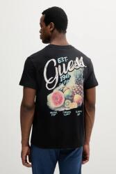Guess póló vászonkeverékből fekete, mintás, M5GI21 KCT41 - fekete XL