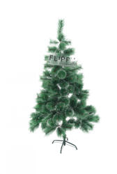 Flippy Brad artificial de Craciun tip pin inzapezit, inaltime 150 cm, diametru 85 cm, 160 ramuri cu ace 3D 12 cm, Flippy, verde cu varfuri ninse, suport metalic inclus (teo-111180)