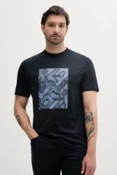 BOSS pamut póló sötétkék, férfi, nyomott mintás, 50538438 - sötétkék L