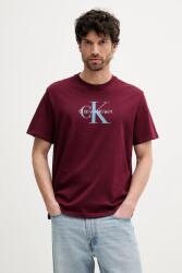 Calvin Klein Jeans t-shirt bordó, nyomott mintás, LV04RB862G - burgundia M