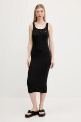 Tommy Hilfiger pamut ruha fekete, midi, testhezálló, DW0DW19477 - fekete XS