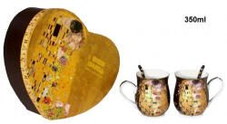 P&P Import Porcelán bögreszett kanállal, 2 db-os, korsó forma, 350ml, Klimt: The Kiss (W8KL393-2-24189)