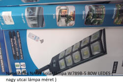 Napelemes NAGY Solar lámpa W789B-5 80W LEDES ( nagy utcai lámpa méret )
