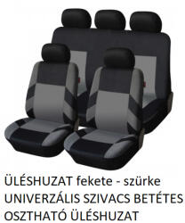 ÜLÉSHUZAT fekete - szürke UNIVERZÁLIS SZIVACS BETÉTES OSZTHATÓ ÜLÉSHUZAT