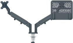 Leitz Ergo Dual helytakarékos monitor- és laptopkar, sötétszürke