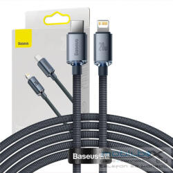 Baseus Crystal Shine USB-C-Lightning kábel, 20W, PD, 2m, fekete - mobil-box