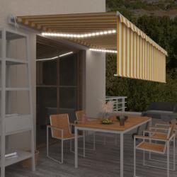 vidaXL sárga-fehér redőnyös, LED-es, szélérzékelős napellenző 5x3 m (3069353)