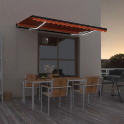 vidaXL narancs és barna kézzel kihúzható LED-es napellenző 400x350 cm (3069185)