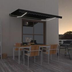 vidaXL antracitszürke kézzel kihúzható LED-es napellenző 400 x 350 cm (3069184)