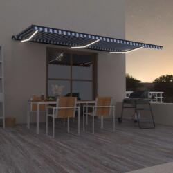 vidaXL kék és fehér kézzel kihúzható LED-es napellenző 600 x 350 cm (3069241)