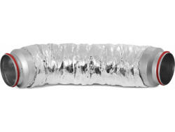 HEATPEX Atenuator zgomot, HEATPEX ARIA ADURO, tehnologie OneClick® , Ø160 [mm], izolație vată minerală 25 [mm] grosime, manta aluminiu-poliester, etanșeitate prin garnituri cauciuc la ambele capete. Garanție