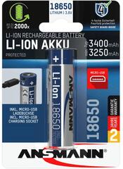 ANSMANN 18650 Li-ion 3400mAh védett akkumulátor USB töltéssel (1307-0003) (1307-0003)