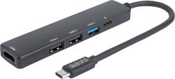 Delight USB 3.0 Type-C multiport adapter, HDMI, 2xUSB-A 2.0, USB-C PD max 100W, fekete (55064) (55064)