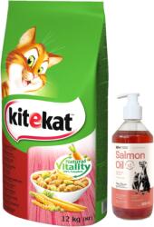 Kitekat Hrană uscată pentru pisici cu carne de vită și legume 12kg+LAB V Ulei de somon pentru câini și pisici 500ml