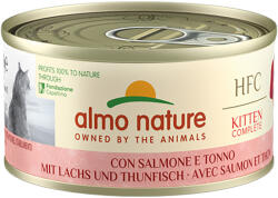 Almo Nature 6x70g Almo Nature HFC Complete Kitten Lazac & tonhal nedves macskatáp 5+1 ingyen