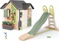 Smoby Set căsuța grădinarului cu tobogan XL de 2, 3 m cu apă Garden House Life Smoby extensibilă cu ghivece (SM810408-2) Casuta pentru copii