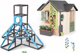 Smoby Set căsuța grădinarului și cățărătoare cu 4 etaje Giant Kraxxl Garden House Life Smoby extensibilă cu ghivece (SM810408-13) Casuta pentru copii