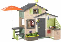 Smoby Casă a Prietenilor cu pelerină de soare Friends Evo Playhouse Life Smoby casă de joacă extensibilă în culoare maro natural (SM810253-2T) Casuta pentru copii