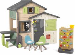 Smoby Căsuța Prietenilor ecologică cu loc de stat lângă peretele de joacă Friends Evo Playhouse Life Smoby extensibilă în culori naturale maro (SM810253-2GY) Casuta pentru copii