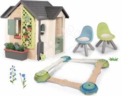 Smoby Set căsuța grădinarului cu pistă de aventură Adventure Garden House Life Smoby extensibilă cu ghivece și 2 scaune KidChair (SM810408-19) Casuta pentru copii