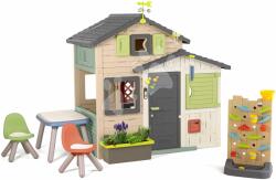 Smoby Casă a Prietenilor pentru meteorolog cu perete de joacă interactiv Friends Evo Playhouse Life Smoby expandabilă în nuanțe naturale de maro (SM810253-2CH) Casuta pentru copii
