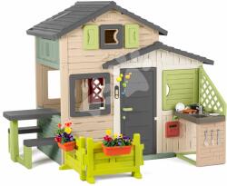 Smoby Căsuța Prietenilor cu grădină la prispa Friends Evo Playhouse Life Smoby extensibilă în nuanțe natur maro (SM810253-2M) Casuta pentru copii