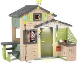 Smoby Căsuța prietenilor cu duș de grădină, Friends Evo Playhouse Life Smoby extensibilă în nuanțe naturale de maro (SM810253-2V) Casuta pentru copii