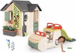 Smoby Set căsuța grădinarului cu cățărătoare mașinuță și tobogan Garden House Life Smoby extensibilă cu nisipar în valiză (SM810408-7) Casuta pentru copii