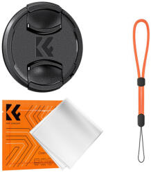 K&F Concept objektívvédő sapka zsinórral + törlőkendő, 58mm (KF-2070)