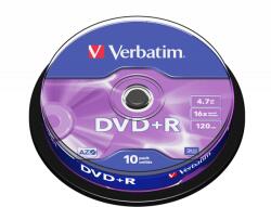 Verbatim 43498 DVD+R 4, 7GB/16x/matt ezüst írható felület/egyszer írható DVD 10db/csomag (434986) - officedepot