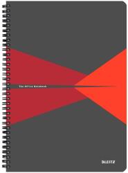 Leitz Office notebook, PP, FSC minősítésű, újrahasznosítható, A4, 90 lapos, spirál, dictando, piros (LZ44960025)