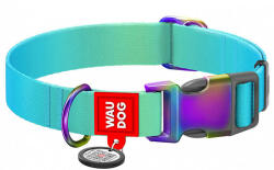 Nylon collar with QR code for Waudog gradient dog, blue , size XL (46502) (46502)