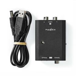NEDIS ACON2508BK, convertor audio analogic - digital, intrare 2x RCA - ieșire digitală coax / toslink (ACON2508BK)