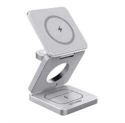 BlitzWolf BW-IW30 Asztali Töltőállvány 3in1 15 W, Apple Watch Töltő, Ezüst