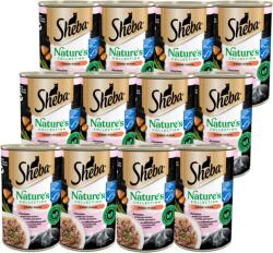 Sheba SHEBA konzerv 12x400 g Nature's Collection - nedves teljes értékű eledel felnőtt macskáknak, lazaccal, jamgyökérrel és zöldbabbal díszítve, mártásban